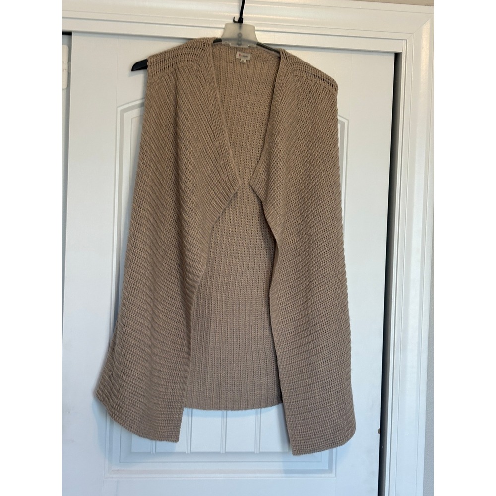 NWOT Cremieux Womens Tan Ribbed Knit Wool Blend Open Front Cardigan Vest XS - Picture 2 of 7